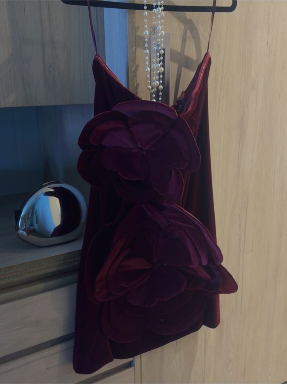 AKIRA Strapless Velvet Mini Dress in Deep Plum